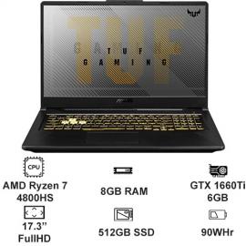 Máy tính xách tay Asus FA706 AMD R7 4800H/8G/512GB SSD/GF GTX 1660Ti 6GB/17.3"FHD/Win 10/Xám/Ba lô/2YW_FA706IU-HX406T